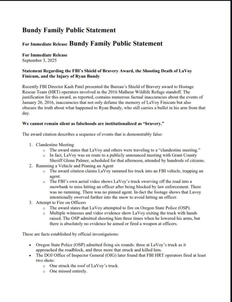 Setting the Record Straight: The ambush and murder of LaVoy Finicum